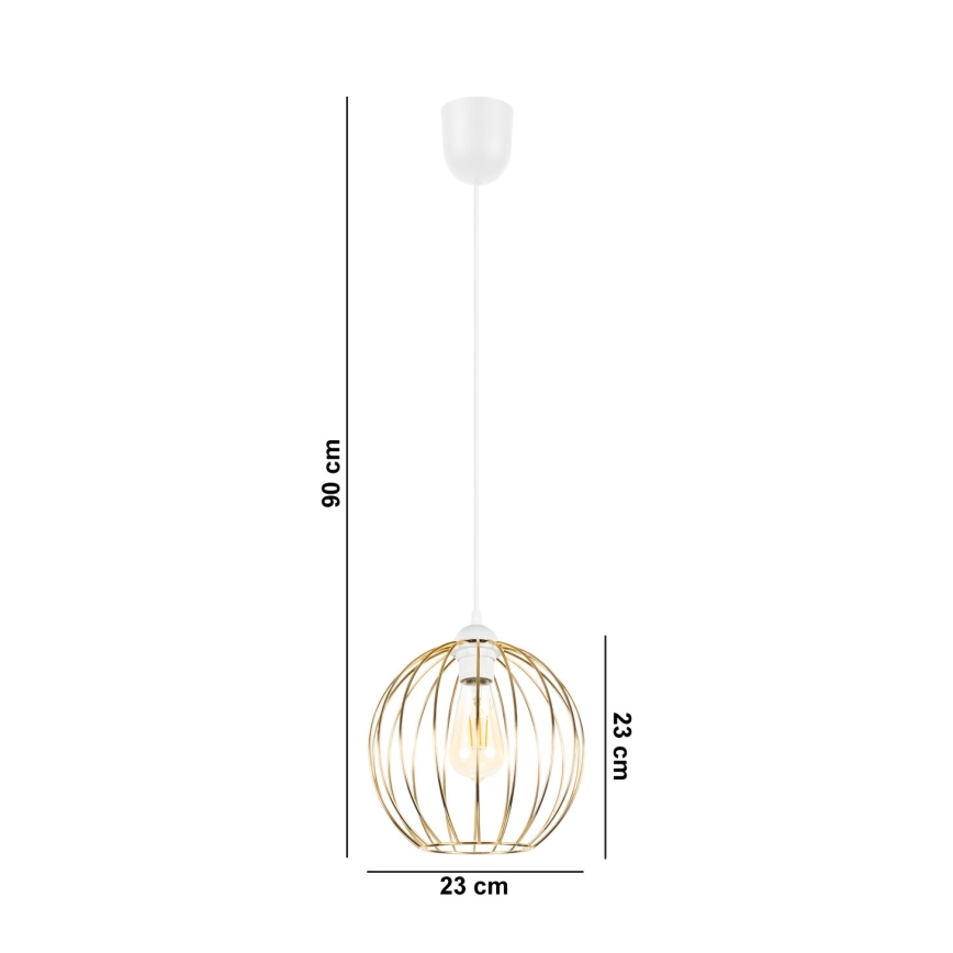 Hanglamp aan een koord MATT 1xE27/60W/230V wit/gouden