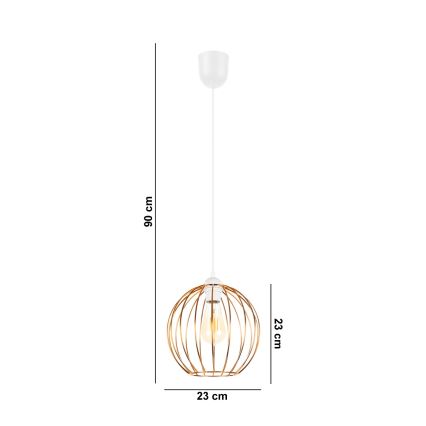 Hanglamp aan een koord MATT 1xE27/60W/230V wit/koper