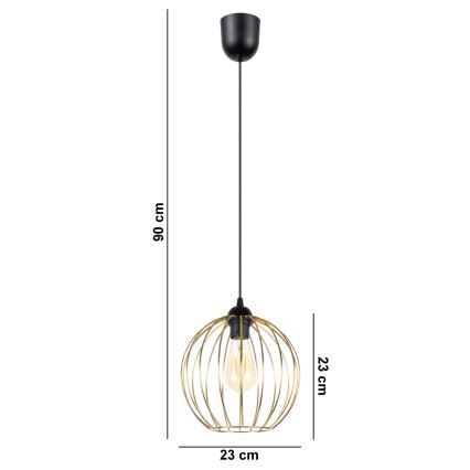 Hanglamp aan een koord MATT 1xE27/60W/230V zwart/gouden