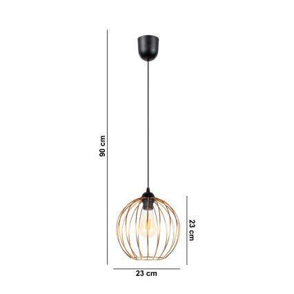 Hanglamp aan een koord MATT 1xE27/60W/230V zwart/koper