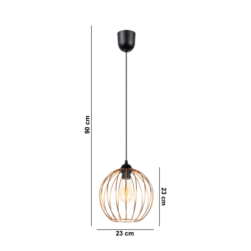 Hanglamp aan een koord MATT 1xE27/60W/230V zwart/koper