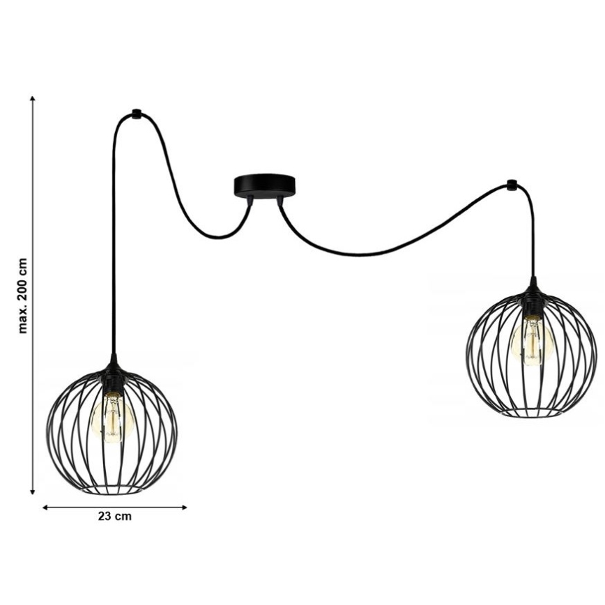 Hanglamp aan een koord MATT 2xE27/60W/230V spin