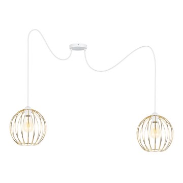 Hanglamp aan een koord MATT 2xE27/60W/230V spin wit/goud
