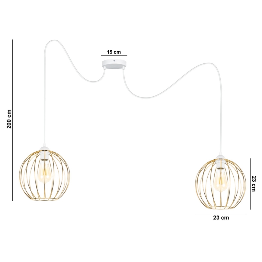 Hanglamp aan een koord MATT 2xE27/60W/230V spin wit/goud
