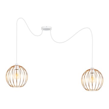 Hanglamp aan een koord MATT 2xE27/60W/230V spin wit/koper