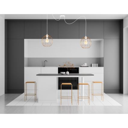 Hanglamp aan een koord MATT 2xE27/60W/230V spin wit/koper