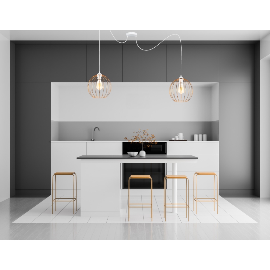 Hanglamp aan een koord MATT 2xE27/60W/230V spin wit/koper