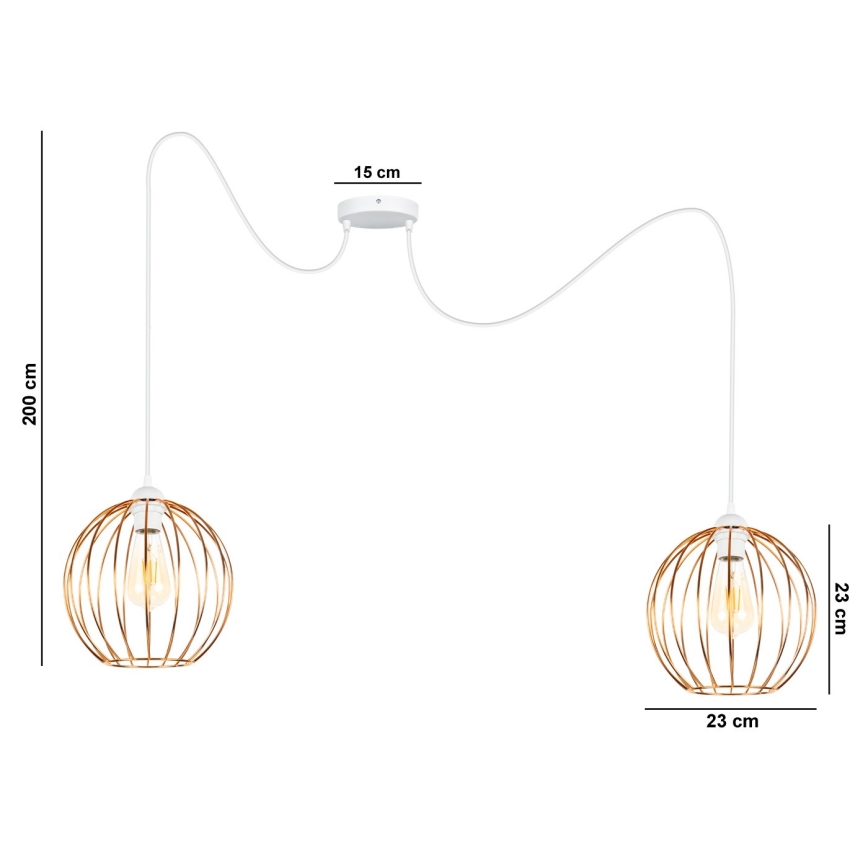 Hanglamp aan een koord MATT 2xE27/60W/230V spin wit/koper
