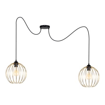 Hanglamp aan een koord MATT 2xE27/60W/230V spin zwart/goud