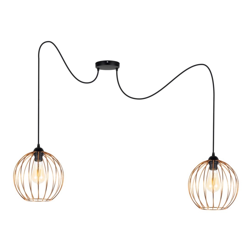 Hanglamp aan een koord MATT 2xE27/60W/230V spin zwart/koper