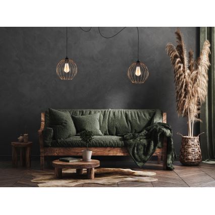 Hanglamp aan een koord MATT 2xE27/60W/230V spin zwart/koper