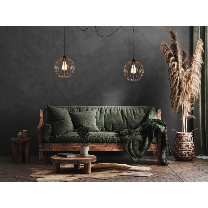 Hanglamp aan een koord MATT 2xE27/60W/230V spin zwart/koper