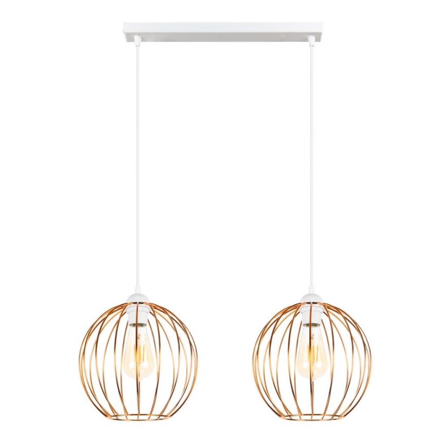 Hanglamp aan een koord MATT 2xE27/60W/230V wit/koper
