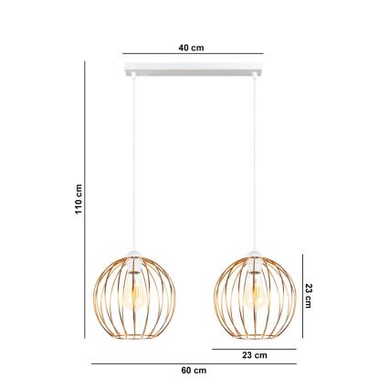 Hanglamp aan een koord MATT 2xE27/60W/230V wit/koper