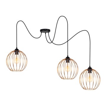 Hanglamp aan een koord MATT 3xE27/60W/230V spin zwart/koper