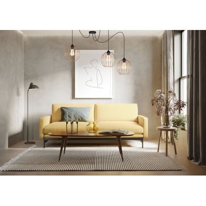 Hanglamp aan een koord MATT 3xE27/60W/230V spin zwart/koper