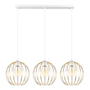 Hanglamp aan een koord MATT 3xE27/60W/230V wit/gouden