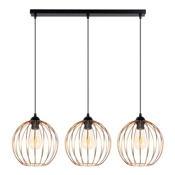 Hanglamp aan een koord MATT 3xE27/60W/230V zwart/koper