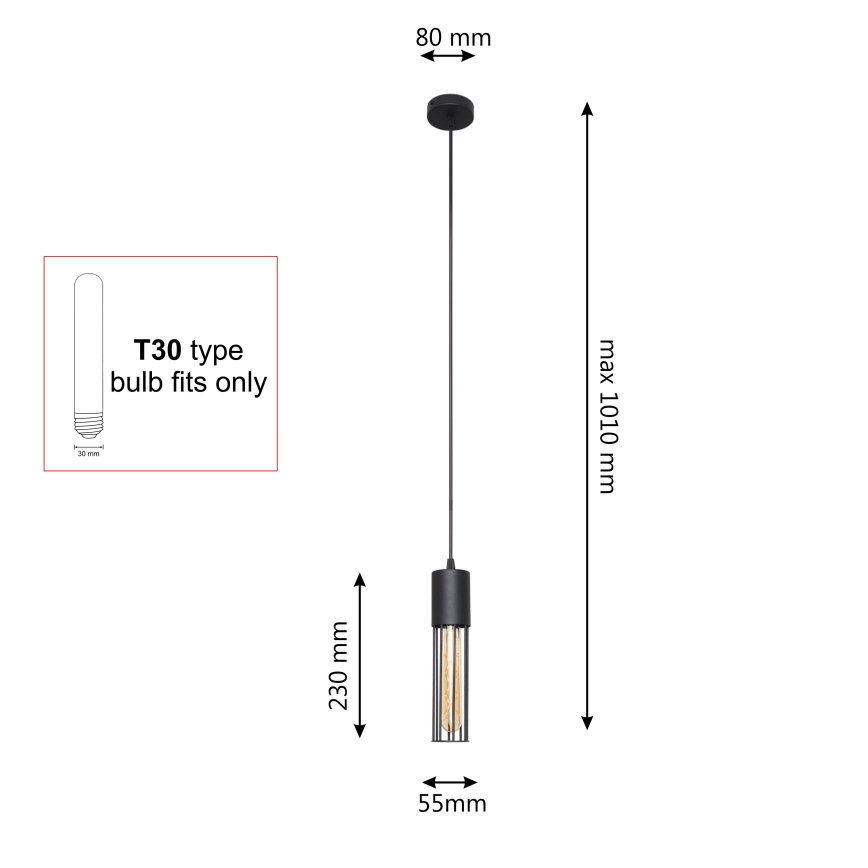 Hanglamp aan een koord MELODY 1xE27/15W/230V zwart