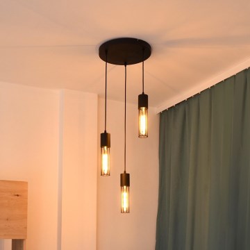 Hanglamp aan een koord MELODY 3xE27/15W/230V zwart