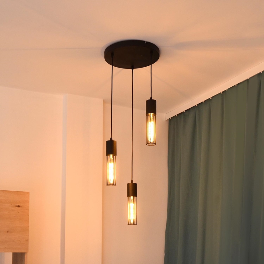 Hanglamp aan een koord MELODY 3xE27/15W/230V zwart