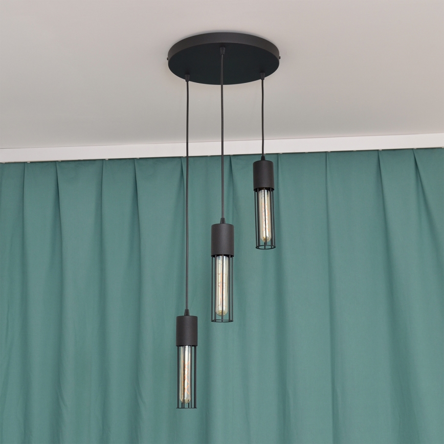Hanglamp aan een koord MELODY 3xE27/15W/230V zwart