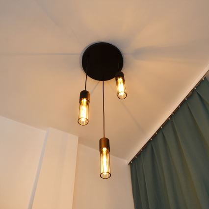 Hanglamp aan een koord MELODY 3xE27/15W/230V zwart