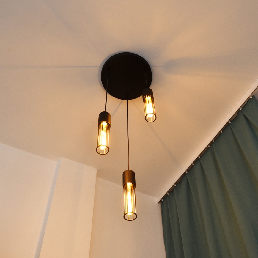 Hanglamp aan een koord MELODY 3xE27/15W/230V zwart