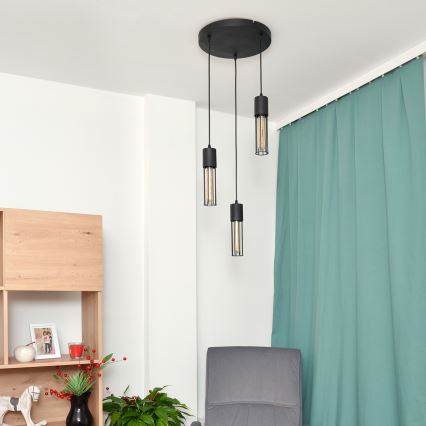 Hanglamp aan een koord MELODY 3xE27/15W/230V zwart