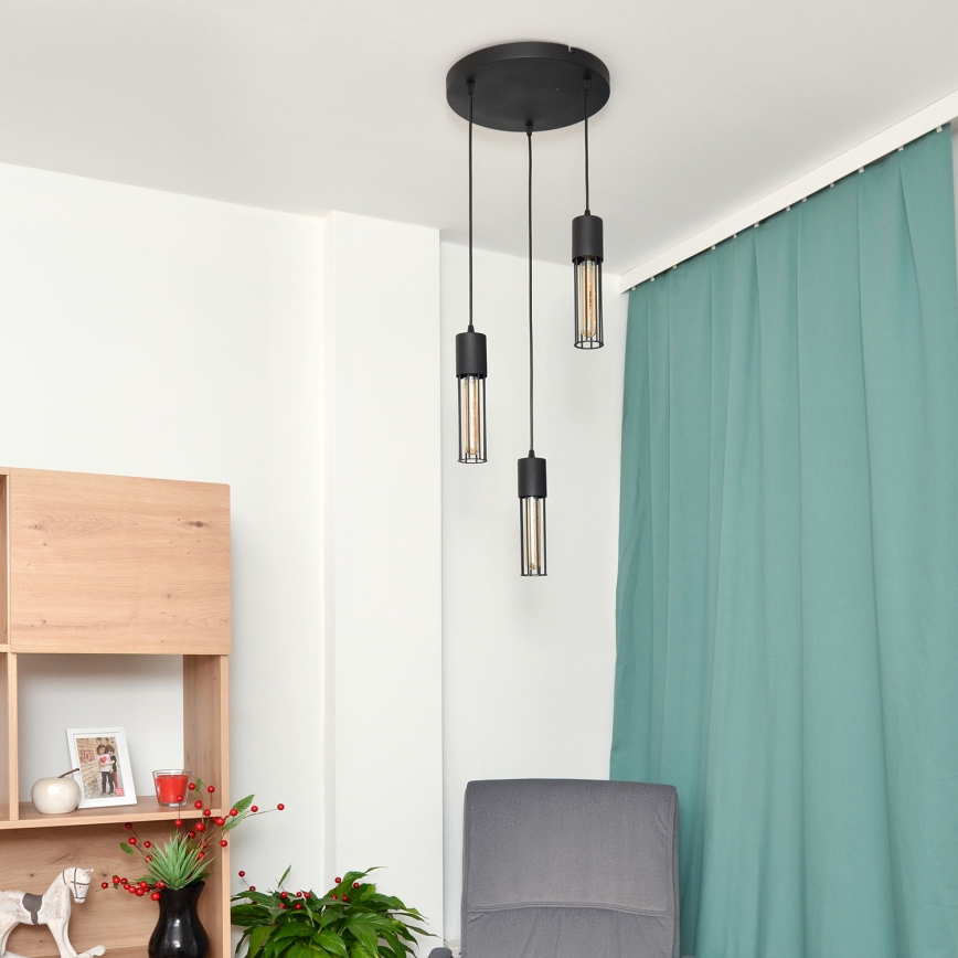 Hanglamp aan een koord MELODY 3xE27/15W/230V zwart