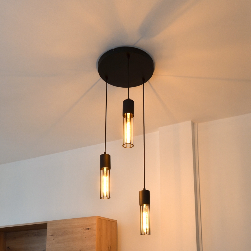 Hanglamp aan een koord MELODY 3xE27/15W/230V zwart