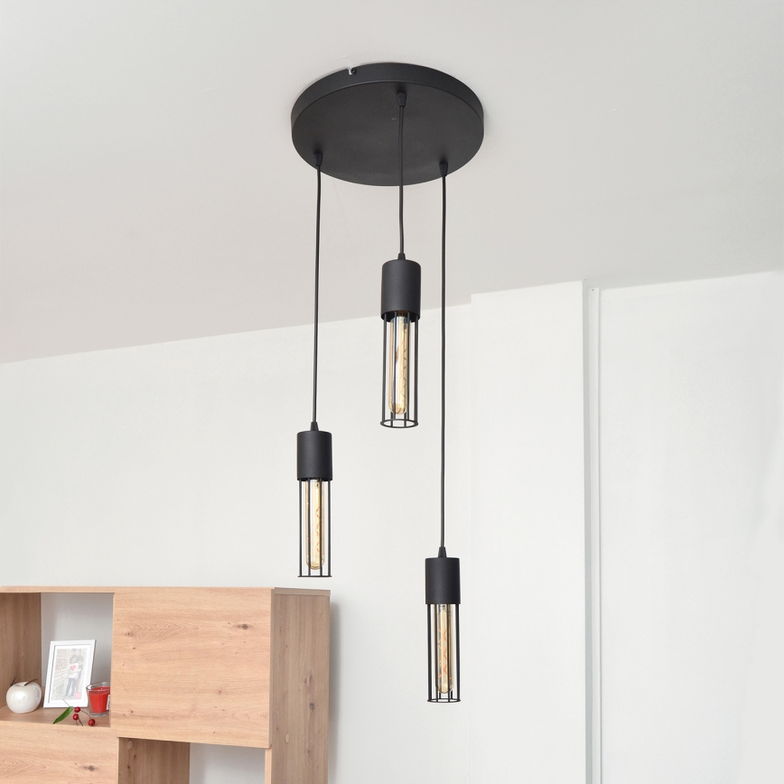 Hanglamp aan een koord MELODY 3xE27/15W/230V zwart