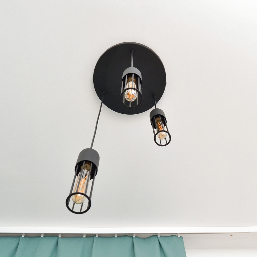 Hanglamp aan een koord MELODY 3xE27/15W/230V zwart
