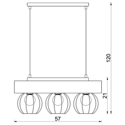 Hanglamp aan een koord MENTON 3xE27/15W/230V zwart/bruin/eiken
