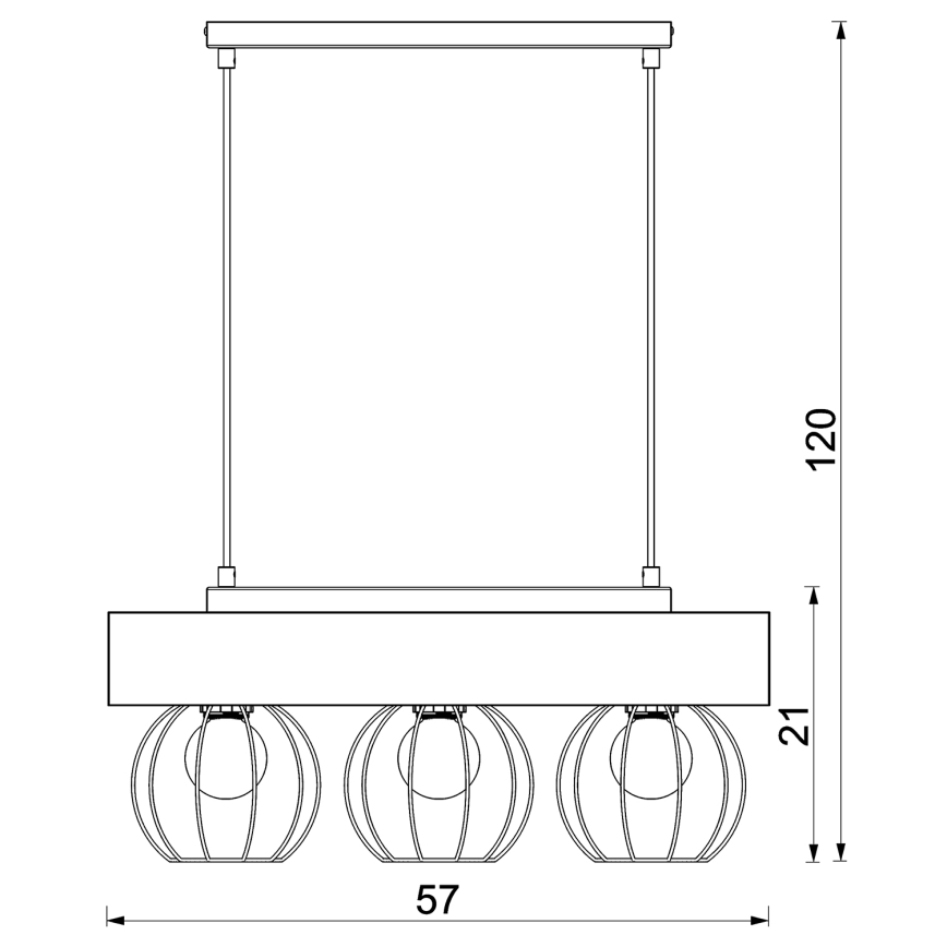 Hanglamp aan een koord MENTON 3xE27/15W/230V zwart/bruin/eiken