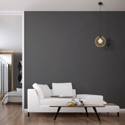 Hanglamp aan een koord MERCURE 1xE27/15W/230V goud/zwart