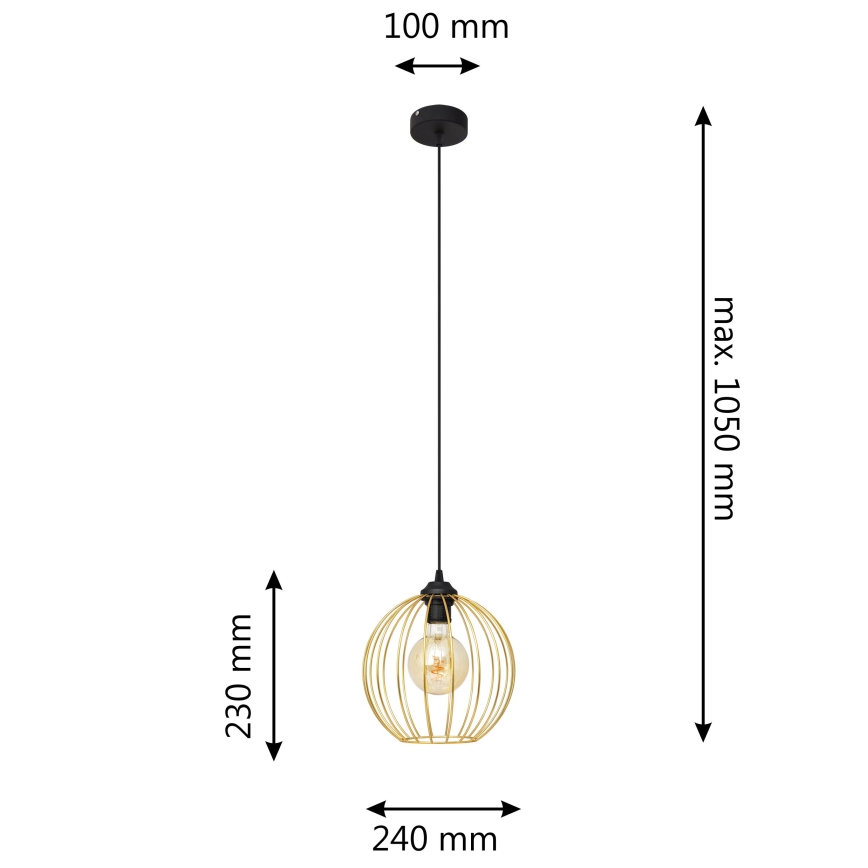 Hanglamp aan een koord MERCURE 1xE27/15W/230V goud/zwart