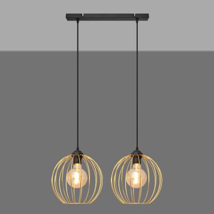 Hanglamp aan een koord MERCURE 2xE27/15W/230V goud/zwart