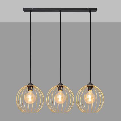 Hanglamp aan een koord MERCURE 3xE27/15W/230V goud/zwart