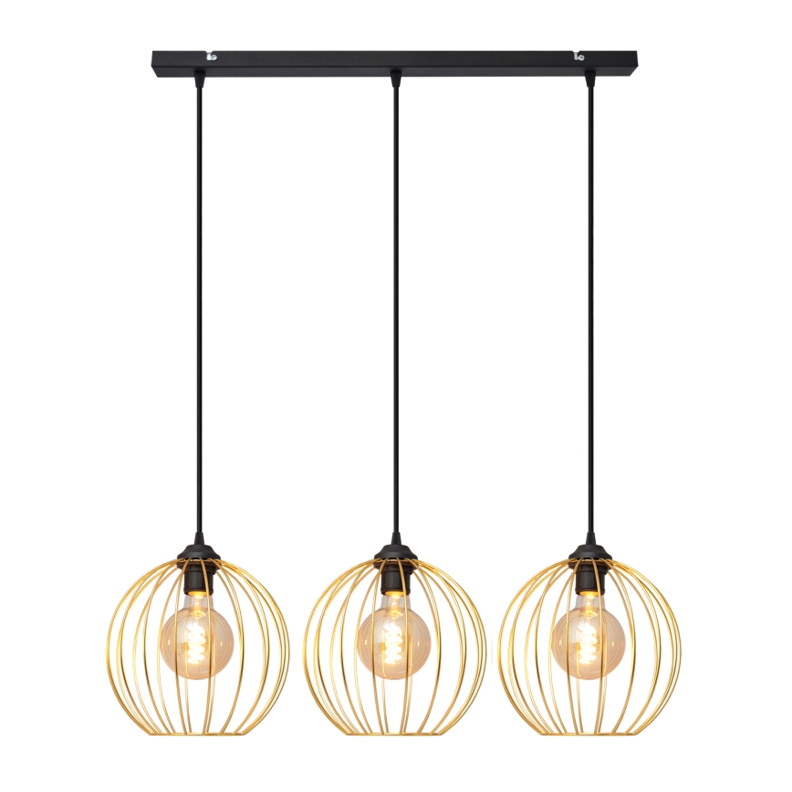 Hanglamp aan een koord MERCURE 3xE27/15W/230V goud/zwart