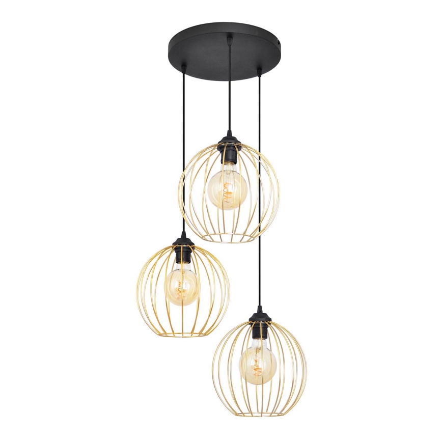 Hanglamp aan een koord MERCURE 3xE27/15W/230V goud/zwart