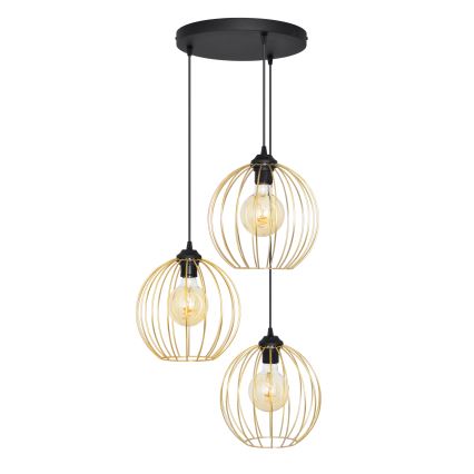 Hanglamp aan een koord MERCURE 3xE27/15W/230V goud/zwart