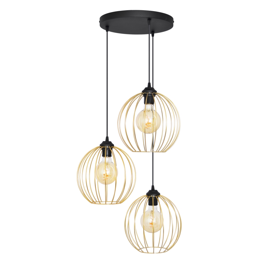 Hanglamp aan een koord MERCURE 3xE27/15W/230V goud/zwart