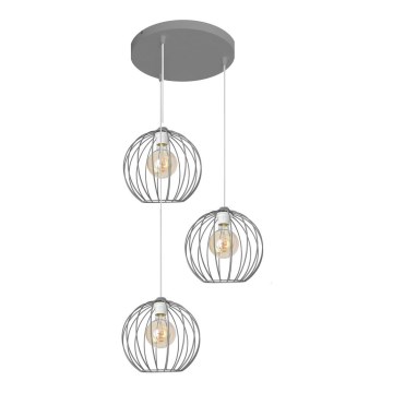 Hanglamp aan een koord MERCURE 3xE27/15W/230V grijs