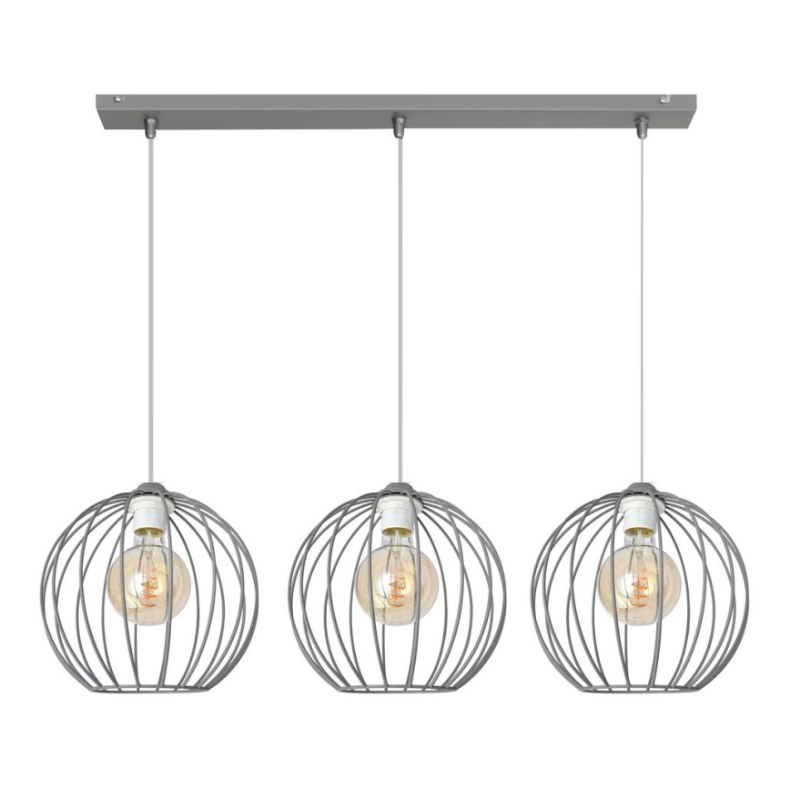 Hanglamp aan een koord MERCURE 3xE27/15W/230V grijs