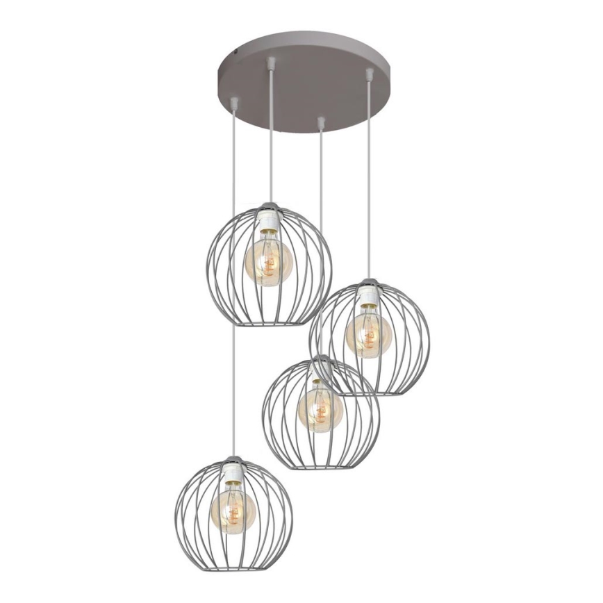 Hanglamp aan een koord MERCURE 4xE27/15W/230V grijs