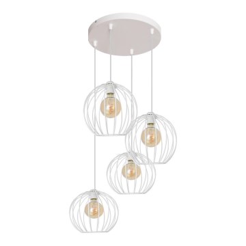 Hanglamp aan een koord MERCURE 4xE27/15W/230V wit
