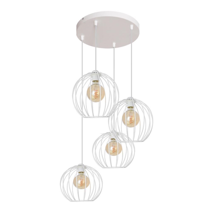 Hanglamp aan een koord MERCURE 4xE27/15W/230V wit