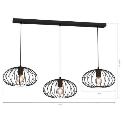 Hanglamp aan een koord MERIDIANO 3xE27/60W/230V