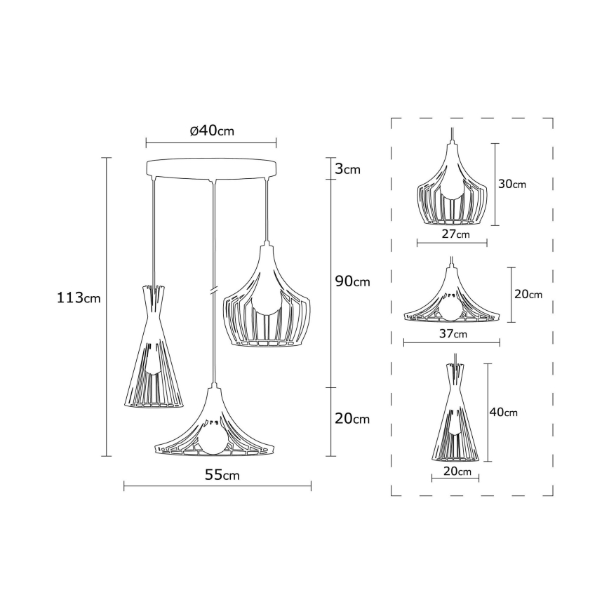 Hanglamp aan een koord MEZOPOTAMYA 3xE27/40W/230V